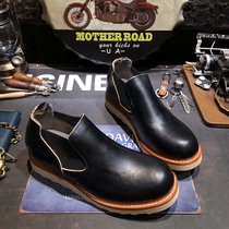 European and American retro low-top Chelsea boots British style round head leather set foot tooling Martin shoes mens all-match trend