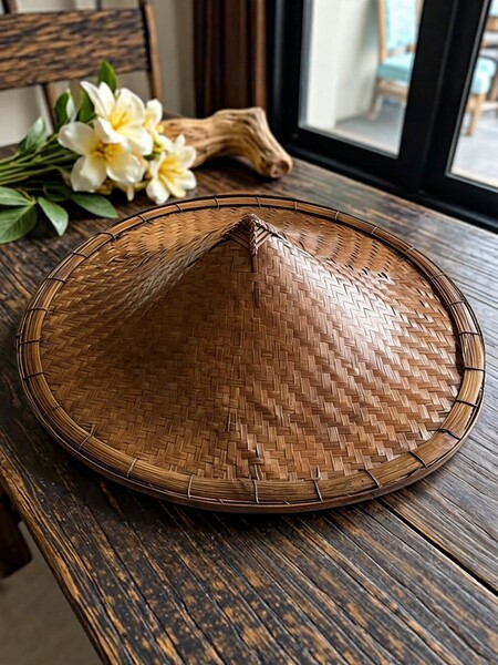 Handmade Bamboo Weaving Ancient-Style Rainproof and Sunproof Hat for Farm Work, Homestay and Farmhouse Decoration, Prop Bamboo Straw Hat