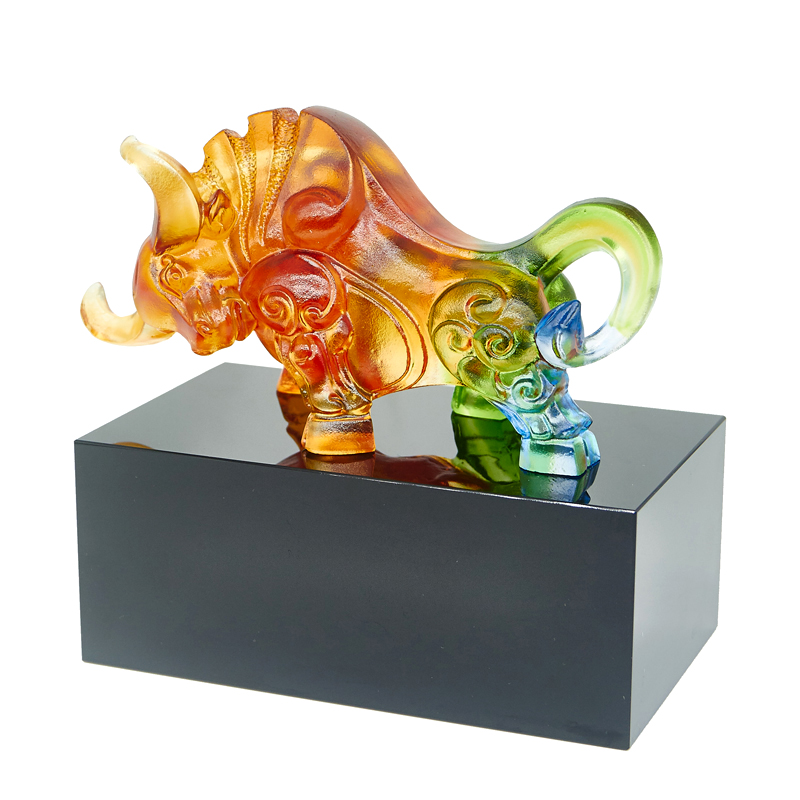 Glass handicrafts are bullish, the company opens and goes public, customized annual meeting New Year gifts, stock market bullish ornaments