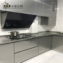 Shanghai stainless steel integral cabinet door-to-door custom kitchen countertop household stainless steel kitchen cabinet crystal steel door panel customization