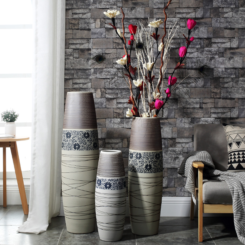 Modern minimalist Nordic style Hotel Living room Ceramics Zen new Chinese Dried Flowers Inserts Flower water Paleolithic large vase