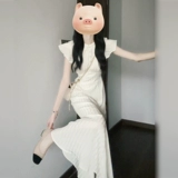 Приталенный корсет, летний гаечный ключ, элитная изысканная длинная юбка, французский стиль, крой «рыбий хвост», подходит для подростков