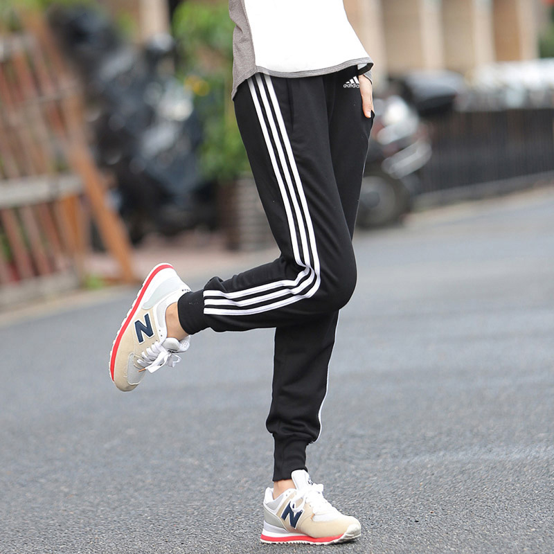 Adidas sport suit nữ 2018 mùa thu mới dệt kim thoáng khí chạy áo khoác chân quần âu quần áo chạy bộ nam