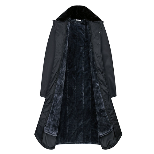 Демисезонное флисовое пальто, удерживающий тепло длинный черный пуховик, средней длины