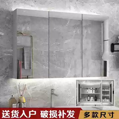 Solid wood bathroom mirror cabinet cosmetic room hanging wall mirror box waterproof storage cabinet mirror with lamp bathroom mirror