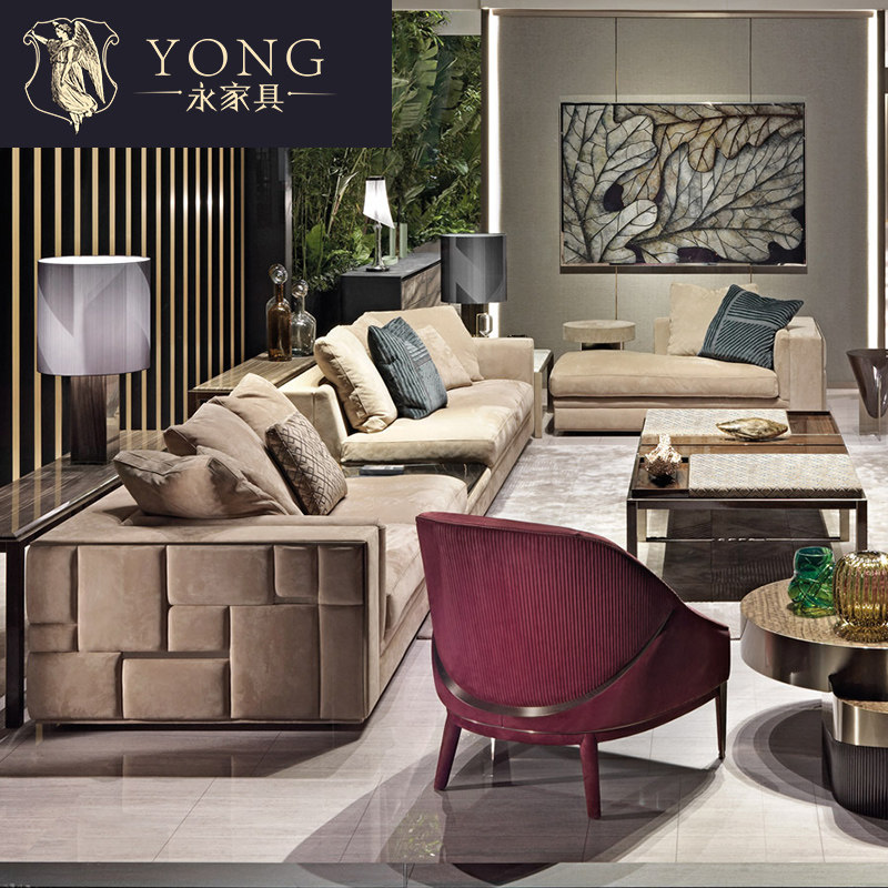 Neoclassical postmodern leather sofa combination top layer cowhide