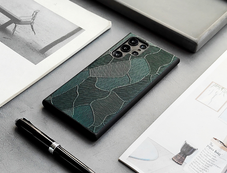 Zen Pattern Genuine Leather Stylish Slim Fit S21, S21 Plus, S21 Ultra, S20, S20 Plus, S20 Ultra, S22, S22 Plus, S22 Ultra