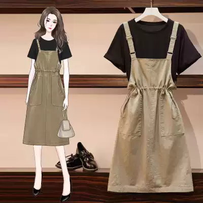 Pregnant women's summer dress dress long version set out fashion 2021 net red style Foreign style summer two-piece set