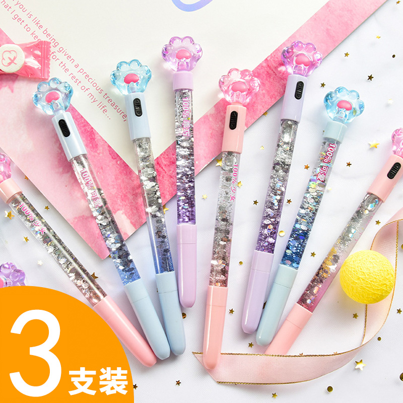 Korea shake sound net red pen Cat claw pen Fairy girl heart magic wand pen Crystal small fresh gel pen Quicksand gradient gel pen Fairy pen Cute pen Student writing pen Liquid mobile pen