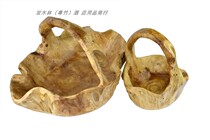 Chinese wooden round hand tree root basket Salad plate Dining table Creative features anti-scalding restaurant Solid color Manwuti