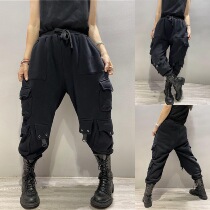 2020 Autumn new large size loose black Haren pants women slim Joker waist plus velvet pants tide