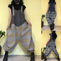 Xiaoyansen womens 2020 early autumn new belt pants female size retro white patchwork denim suspenders tide