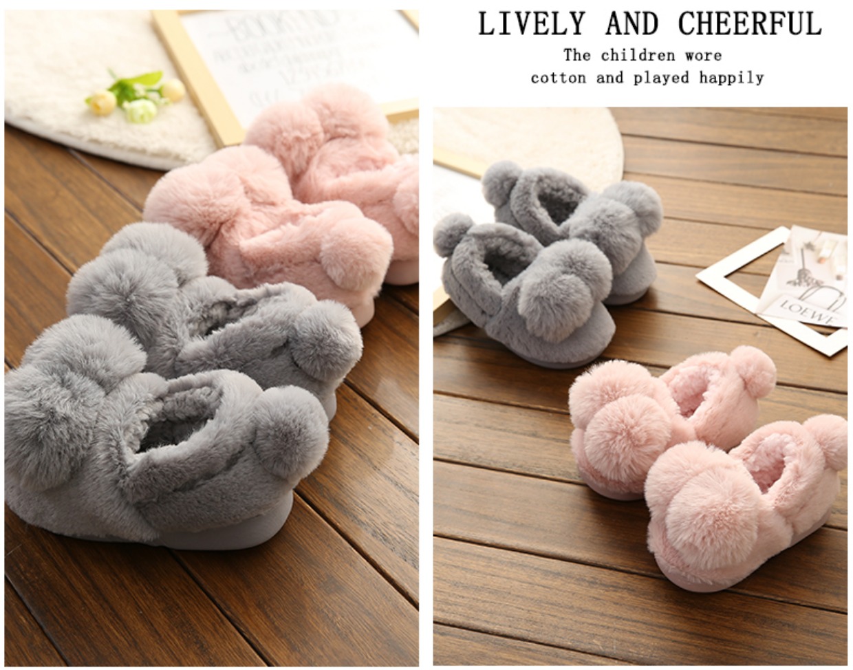 Dép cotton cho trẻ em mùa đông 1-3-8 tuổi Đàn ông và phụ nữ trẻ em giày bông tại nhà có dép chống trượt sang trọng cho cha mẹ dep đi trong nhà