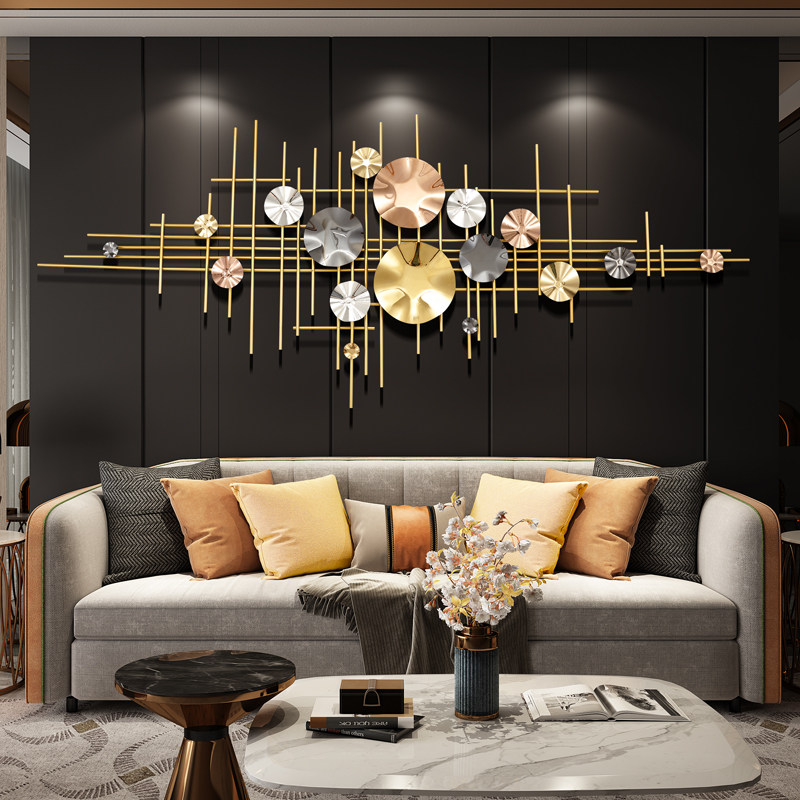 Nordic decorative wall hanging light luxury wrought iron home living room wall decoration background wall surface creative bedroom metal art pendant