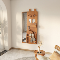 Light extravagant wearing of a fitting lens minimalist cosmetic mirror bedroom full body mirror Nordic multifunction solid wood creative modern home