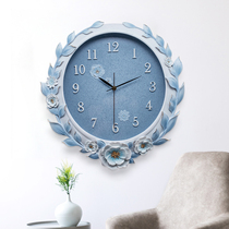 European-style wall clock Light luxury art wall clock Living room atmosphere clock mute creative American decoration home retro clock