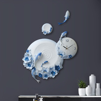 Household clock decoration creative personality art wall pendant clock wall fish decoration living room Chinese light luxury clock