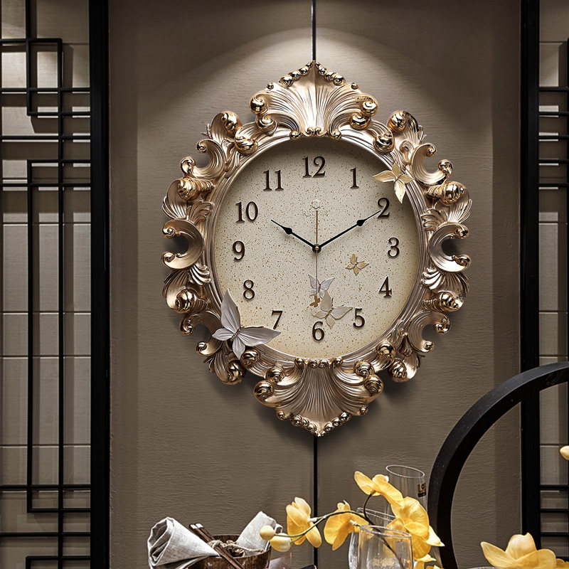 Forcarved original muted Eurostyle hanging clock fashion art hanging watch quartz bells adorn the American retro upscale clock-Taobao