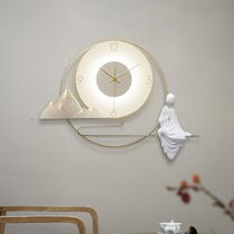 New Chinese wall clock Modern simple living room clock Zen personality creative relief wall clock Light luxury home