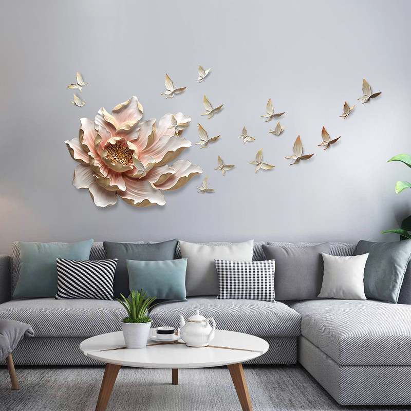 Light Extravagant Living Room Wall Decoration Pendant Sofa Background Wall Store Painting Modern Creative Art Flower Embossed Wall Decoration-Taobao