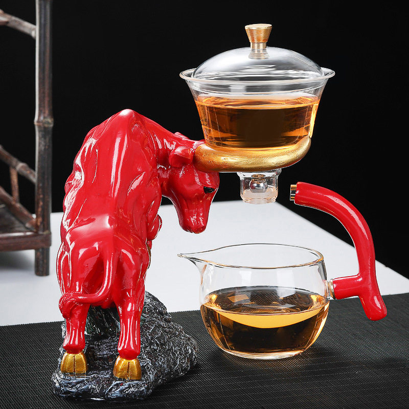 High temperature glass tea division household simple lazy tea filter cover bowl magnetic suction kung fu tea set
