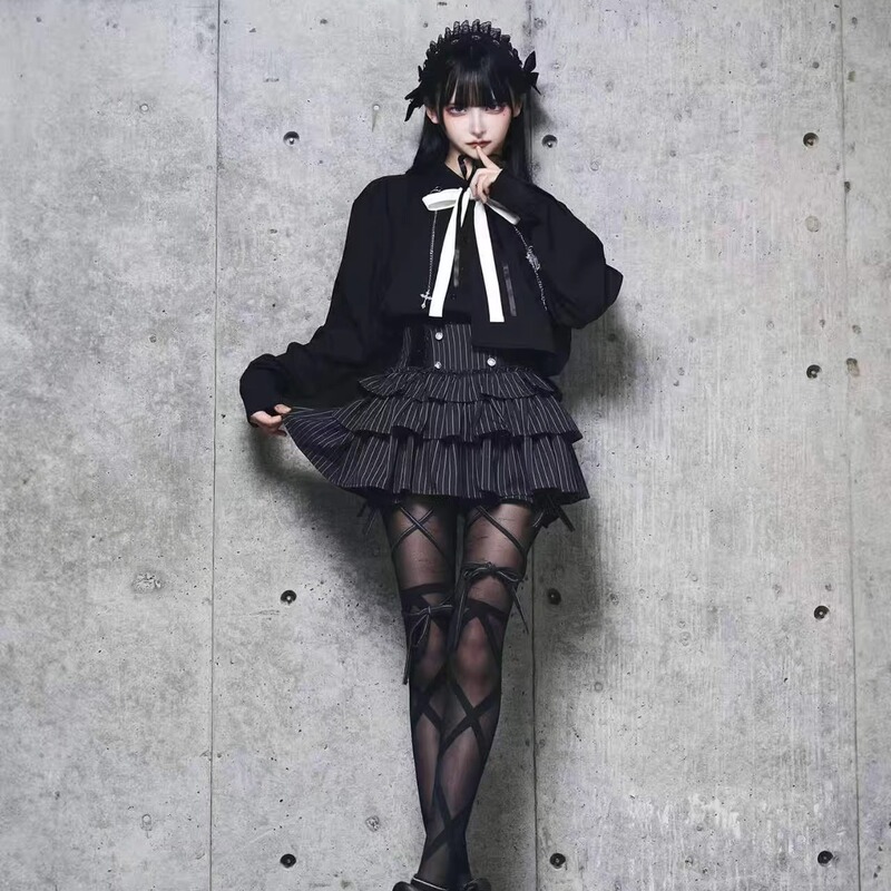 Salted Fish Legend Ami Original D Subculture Dark Harajuku Style Underground Idol Teardrop Girl Striped Tie Skirt Pants Salted Fish Legend Ami Original D Subculture Dark Harajuku Style Underground Idol Teardrop Girl Striped Tie Skirt Pants
