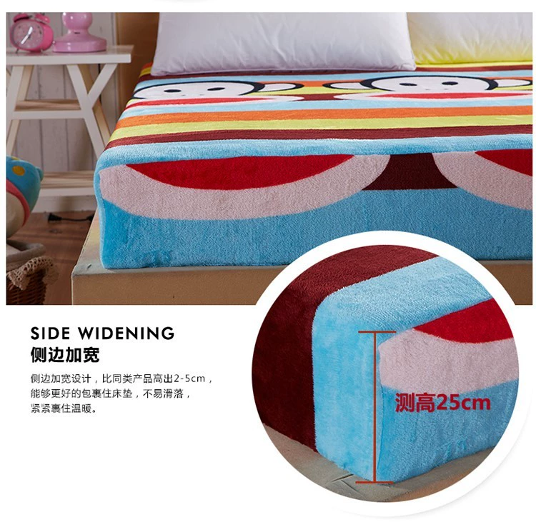 Fale Flannel bed 笠 đơn giường trải thảm màu nâu Simmons nệm bảo vệ nệm chống trượt tấm lông cừu san hô ấm ga trải giường chun đẹp	