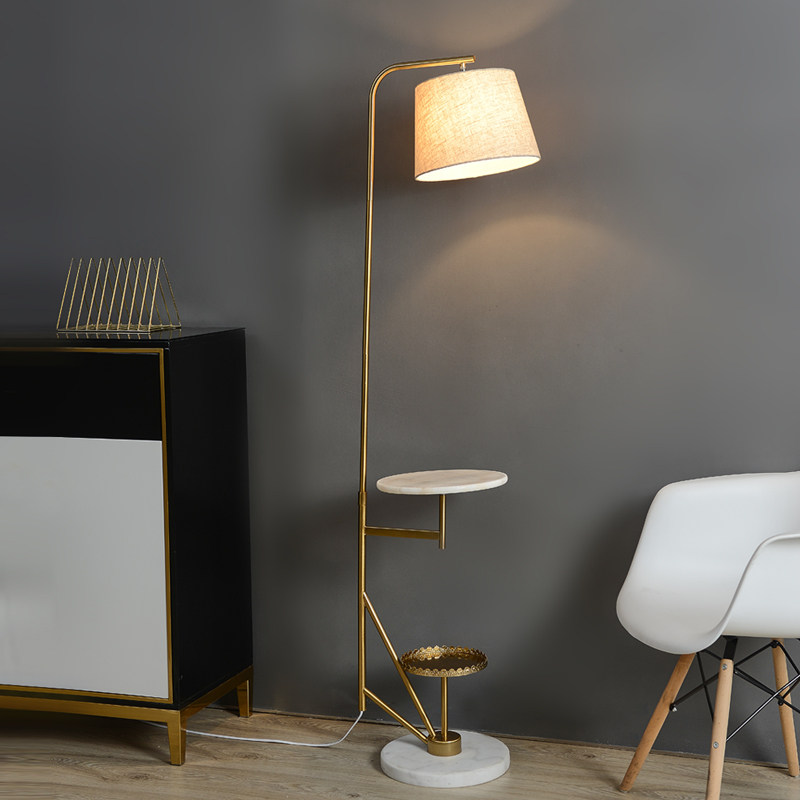 Nordic floor lamp light luxury modern double-layer marble coffee table living room bedroom simple wireless charging vertical table lamp