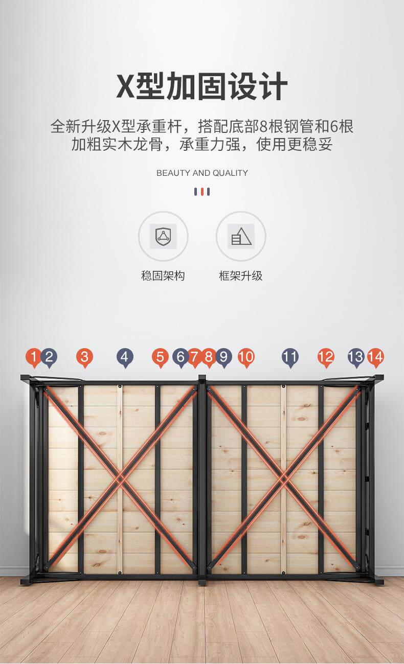 Принадлежности для шитья 折叠床单人双人1米1.2米家用出租房经济型小床简易铁架竹床硬板床 European style flower