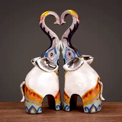 Light luxury elephant decoration Feng Shui elephant A pair of living room entrance home furnishings Wine cabinet decorations Housewarming new home gifts