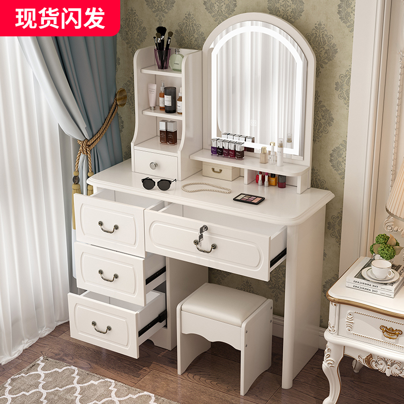 European-style dressing table small apartment bedroom girl economical modern minimalist storage cabinet integrated with light makeup table