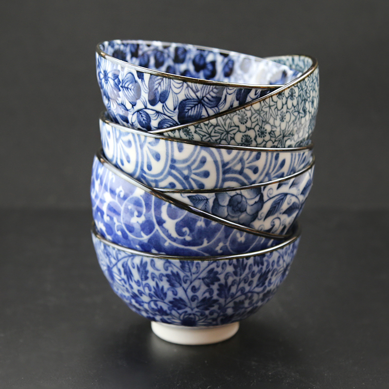 Japan imported small bowl ceramic tableware ancient dyeing series wool bowl underglaze color rice bowl household Japanese tableware