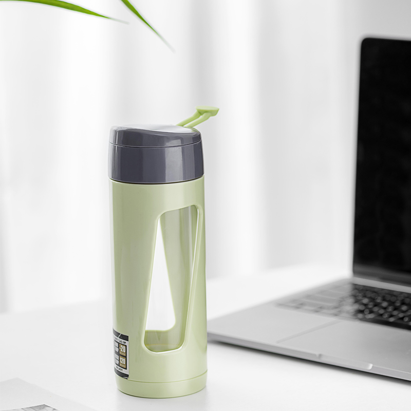 Double-layer heat-resistant glass water cup men and women portable office cup portable high-end car leak-proof tea cup with lifting ring