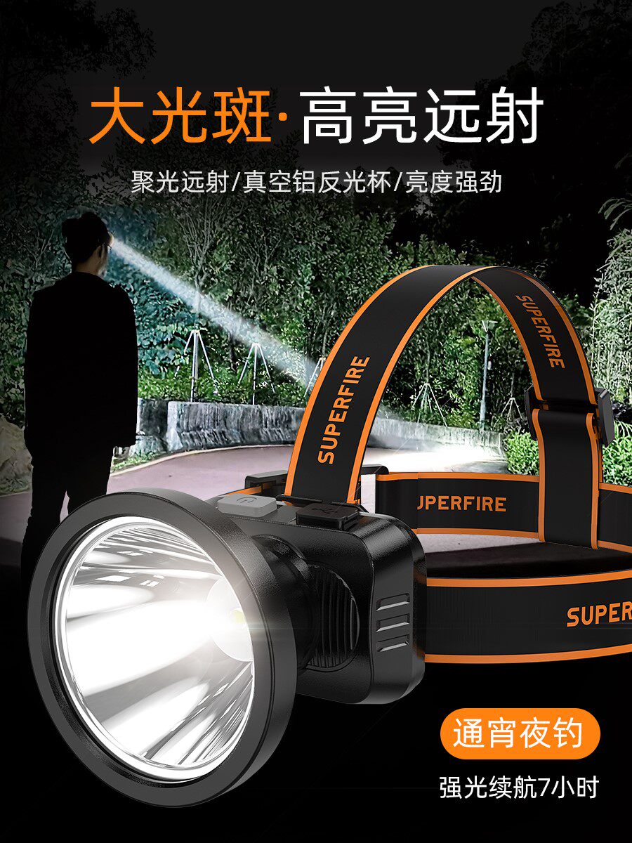 God-Fire Headlights Intense Light Charge Headwear Type Super Bright Large Capacity Outdoor Night Fishing dedicated led induction mine lamp