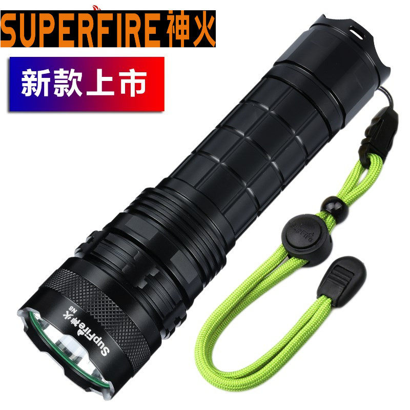 Super Fire god fire N8 intense light flashlight LED waterproof home rechargeable outdoor light L2 ultra bright far shot 5000
