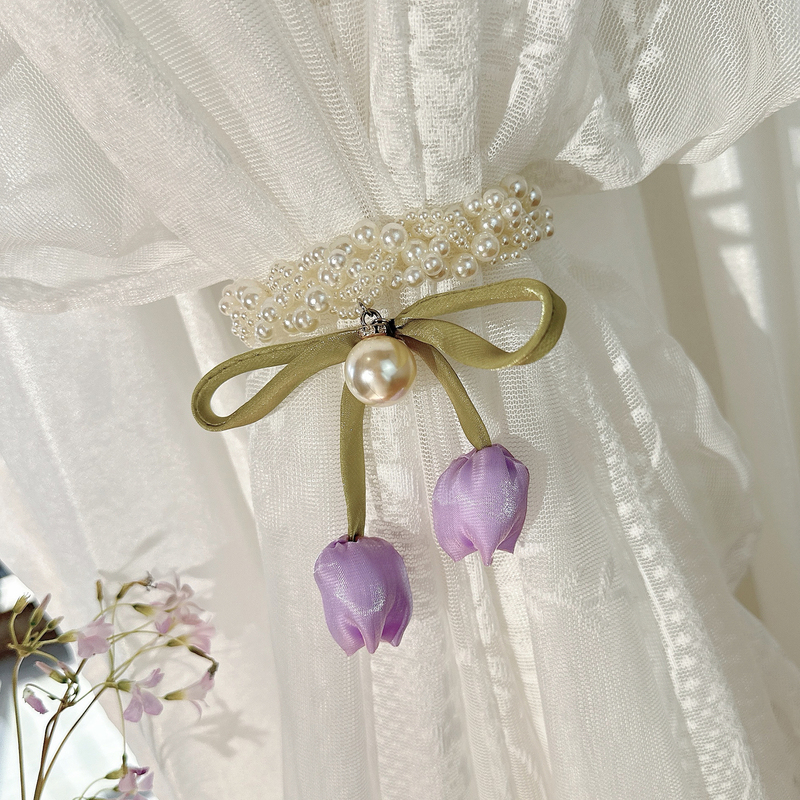 French-Style Princess Room Tulip Curtain Tiebacks Woven Pearl White Sheer Curtain Tiebacks Dreamy Curtain Tie Ropes Decoration French-Style Princess Room Tulip Curtain Tiebacks Woven Pearl White Sheer Curtain Tiebacks Dreamy Curtain Tie Ropes Decoration