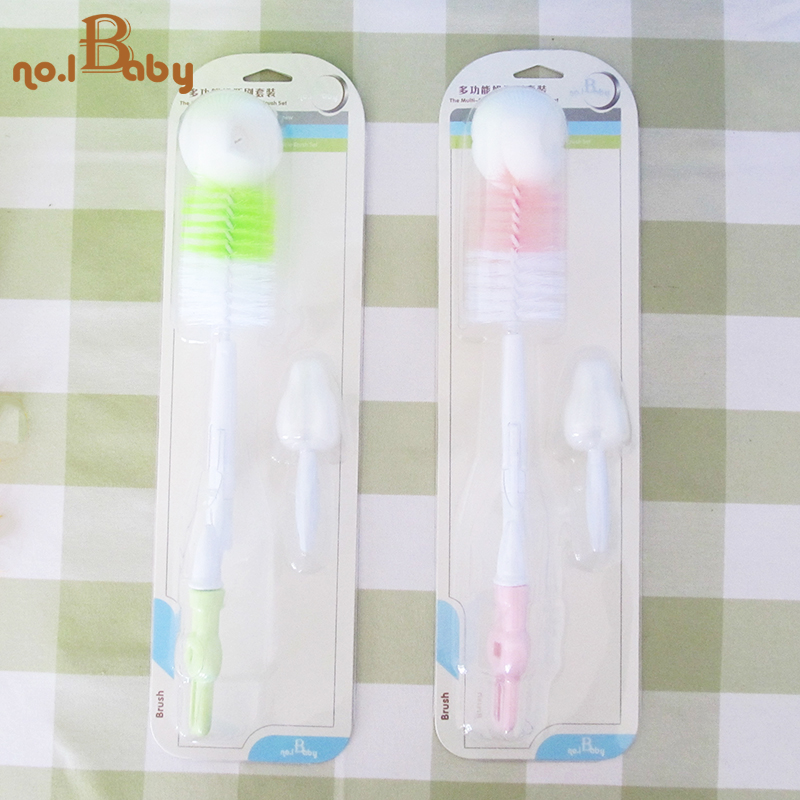 No.1 Baby Bottle Brush Pacifier Brush 2-piece Baby Bottle Brush Spongy Brush Rotable Cup Brush