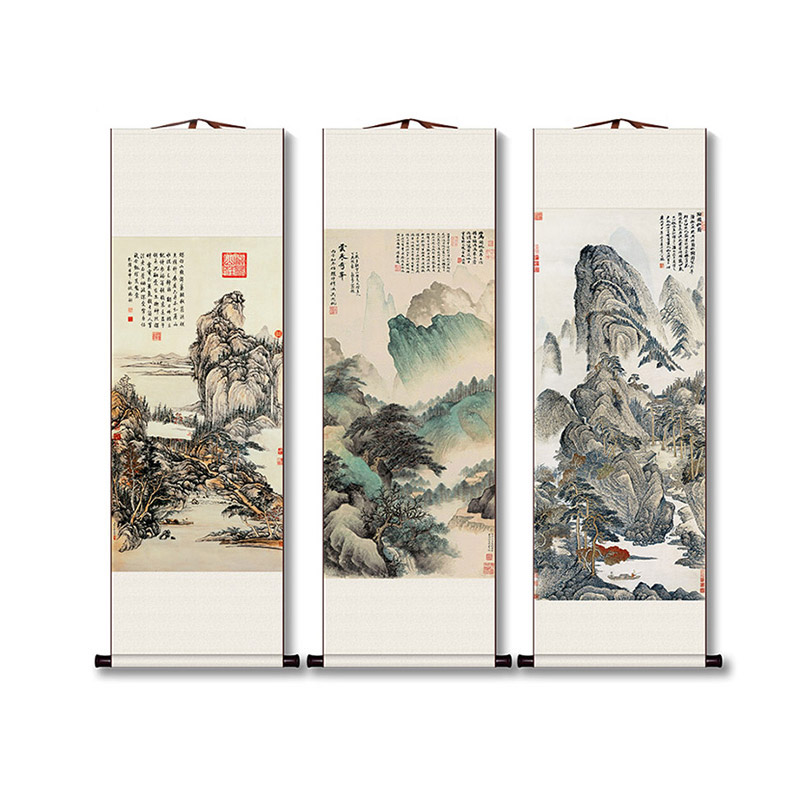Landscape painting Living room HD Feng Shui painting Study office Scroll hanging painting Zhongtang entrance Song Huizong calligraphy and painting