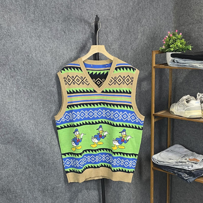 2XL Size Bird Print Men's Fashion Trendy Knitted Vest Youth V-Neck Sheep Wool Jacquard Vest 955 2XL Size Bird Print Men's Fashion Trendy Knitted Vest Youth V-Neck Sheep Wool Jacquard Vest 955