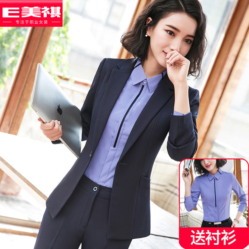Professional suit suit suit suit female spring and autumn fashion temperament goddess style overalls front desk interview high-end formal wear tooling