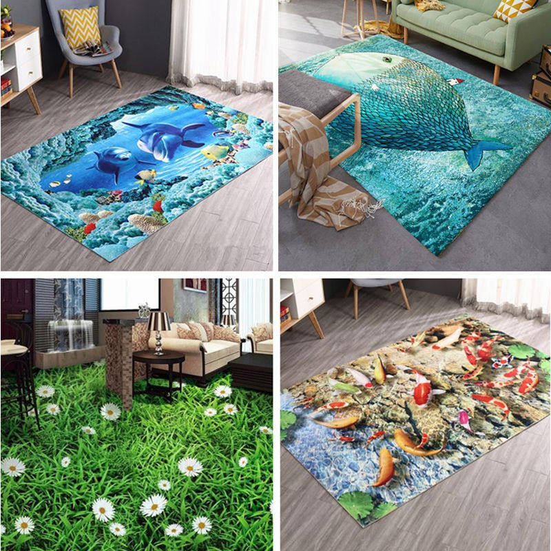 Net Red 3D Carpet Living Room Bedroom Tea Table Sofa Home Ground Mat Rectangular Bed Side Blanket Dressing Room Non-slip Foot Mat