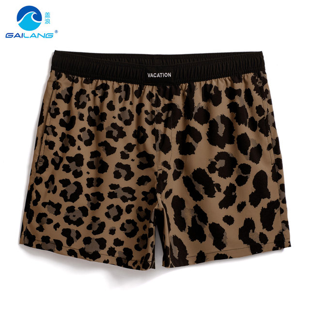 Gailang vacation leopard print beach pants men's quick-drying large size three-points shorts Fitness can into the water park ລໍາລອຍຜູ້ຊາຍ