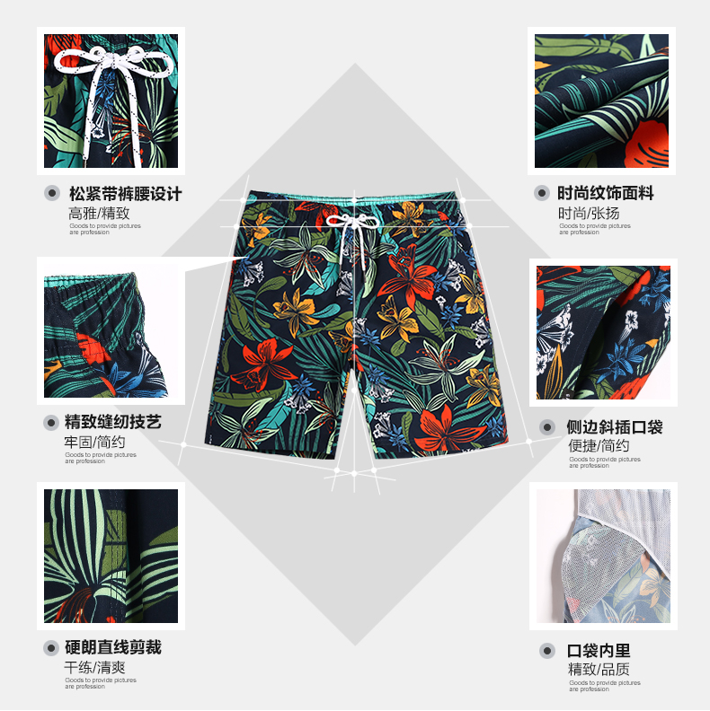 Bao sóng tốc độ khô quần thoáng khí bãi biển lỏng lẻo nam in thể dục quần short thể thao boxer năm điểm quần bơi xu hướng mặc quần đôi đi biển