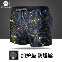 Cover waves swimming trunks mens flat corner anti-embarrassing swimsuit anti-chlorine hot spring tide swimsuit holiday Men Outdoor Leisure swimming trunks