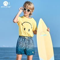 Gai Lang Tong beach pants elastic quick-drying shorts loose male and female childrens flat corner swimming trunks seaside resort swimming trunks