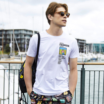 Gai Lang mens short sleeve T-shirt 2019 summer new Korean version of Joker Tide brand half sleeve shirt trend mens shirt