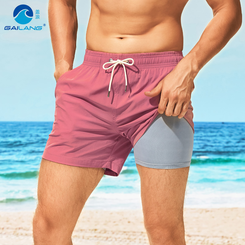 Two-Piece Set of High-Elastic Sports Shorts for Men, Summer Quick-Drying Running Shorts, Badminton Fitness Basketball Shorts, Three-Quarter Length Shorts