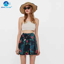 Cover waves wide leg shorts slim loose versatile skirt summer women high waist A- line dress pants skirt pleated skirt skirt