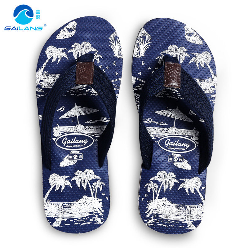 Gailang printing vacation beach flip-flops men's large size bathroom non-slip slippers outdoor seaside flip-flops wear-resistant sandals