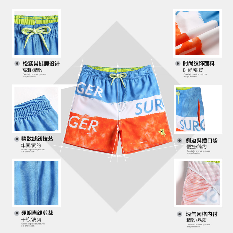 Bao sóng mùa hè kéo dài nhanh khô quần trẻ em lớn quần dài bé trai và bé gái quần short kỳ nghỉ bên bờ biển 	quần áo đi biển gia đình	